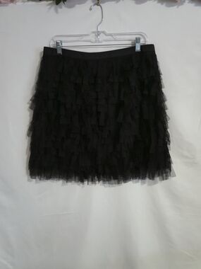 LOFT-Black Ruffled Mini Skirt - Women